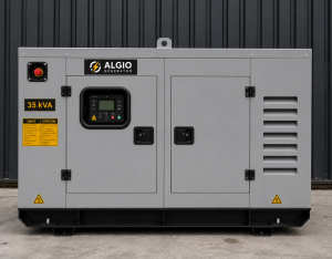 35 kVA Silent Diesel Generator front view with soundproof enclosure by ALGIO Generator