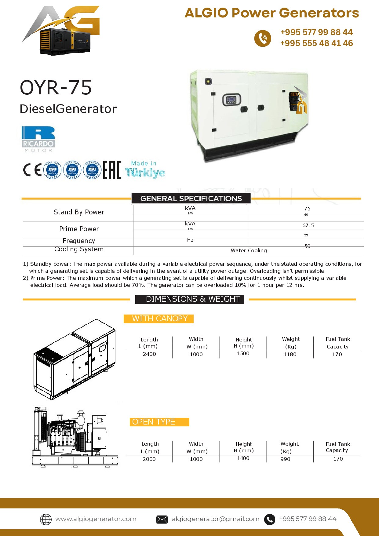 75 kVA Silent Diesel Generator - Page 1